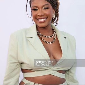 Mistress Rocks mint/sage green buckled criss cross blazer jacket